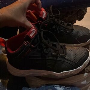 Puma Black Sneakers with Red Highlights